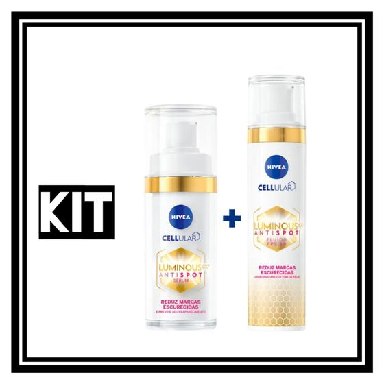 Imagem de Kit NIVEA Fluído Antispot FPS50 Luminous 630 40ml + Sérum Luminous  30ml (Sem a Caixa do KIT)