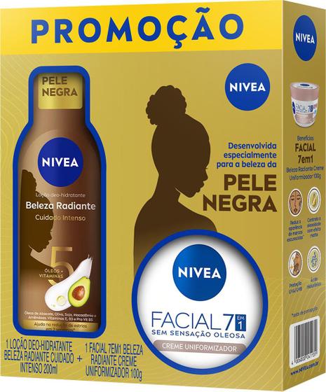 Imagem de Kit Nivea Loção Hidratante 200ml + Creme Facial Uniformizador 100g