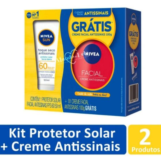 Kit Nivea Protetor Solar Fps60 + Creme Antissinais Menor preço em Kit Nivea Protetor Solar Fps60 + Creme Antissinais