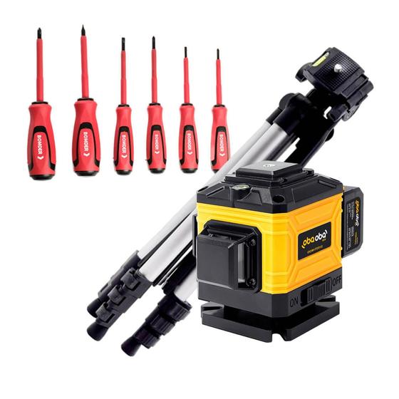 Imagem de Kit Nível a Laser Profissional 3D com Tripé 12 Linhas + Chave Isolada