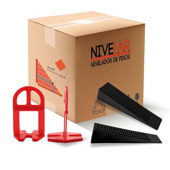 Imagem de Kit Nivelador SLIM Para Pisos, Revestimentos e Porcelanatos 1000 Clips +300 Cunhas 