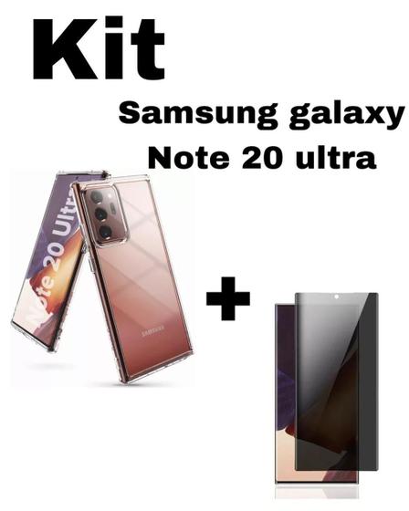 Imagem de Kit Note 20 Ultra - Película Privacidade Fosca Curva  + Capa Transparente Samsung Galaxy Note 20 Ultra
