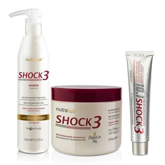 Imagem de Kit Nutra Hair Shock3 Máscara Shampoo E Complexo Finalizador