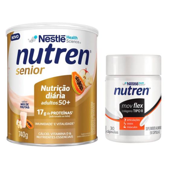 Imagem de Kit Nutren Senior Mix de Frutas 740g e Nutren Mov Flex Colágeno Tipo II 30 Cápsulas