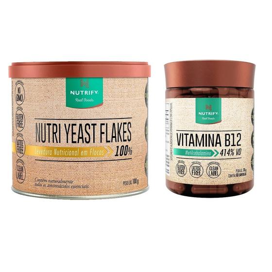 Kit Nutri Yeast Flakes (100g) + Vitamina B12 Nutrify Massa Muscular