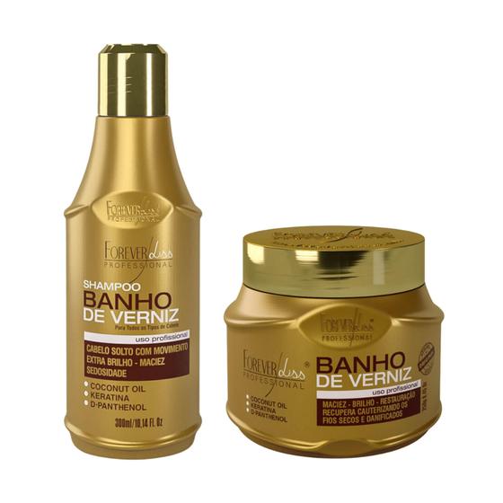 Imagem de Kit Nutrição Banho de Verniz Shampoo 300ml + Máscara 250gr Forever Liss