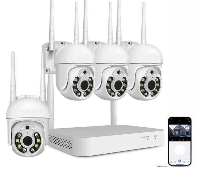 Imagem de Kit NVR 4 Câmeras IP Wifi Speed Dome Full HD 1080p Visão Noturna CFTV