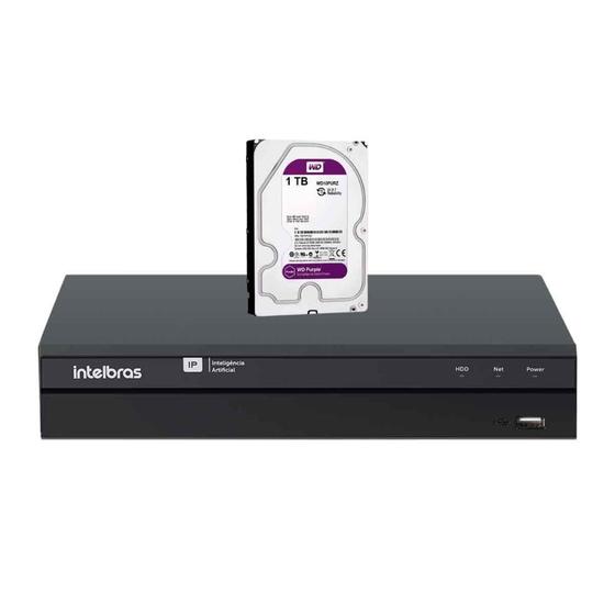 Imagem de Kit NVR iNVD 1016 Gravador Digital de Vídeo em Rede Inteligente 16 canais IP 12MP Reconhecimento Facial Black Intelbras + HD Interno WD Purple 1TB