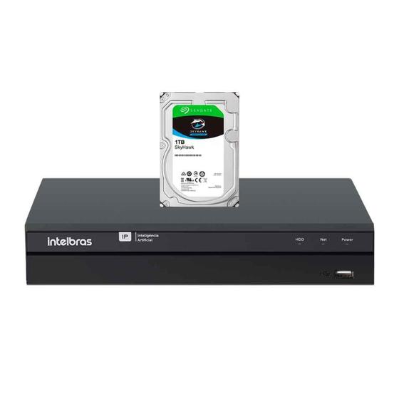 Imagem de Kit NVR iNVD 1016 Gravador Digital de Vídeo em Rede Inteligente 16 canais IP 12MP Reconhecimento Facial Black Intelbras + HD Seagate SkyHawk 1TB