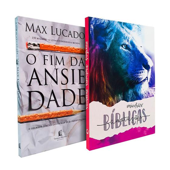 Imagem de Kit O Fim da Ansiedade + Caderno Anotações Bíblicas Leão Color