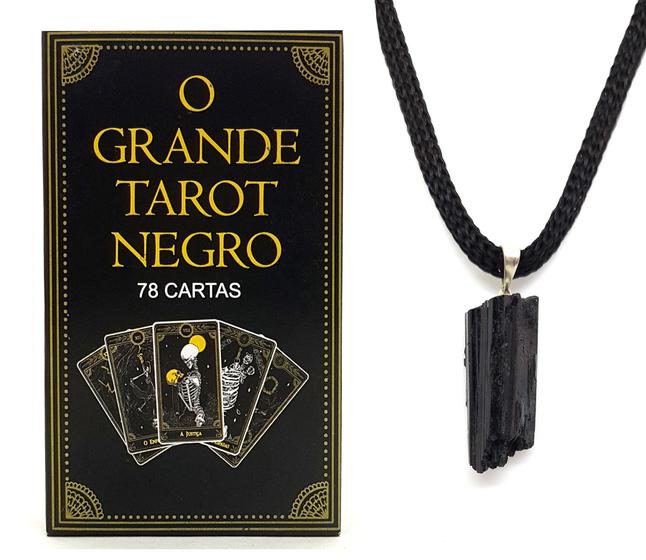 Imagem de Kit O Grande Tarot Negro 78 Cartas e Colar Turmalina Negra