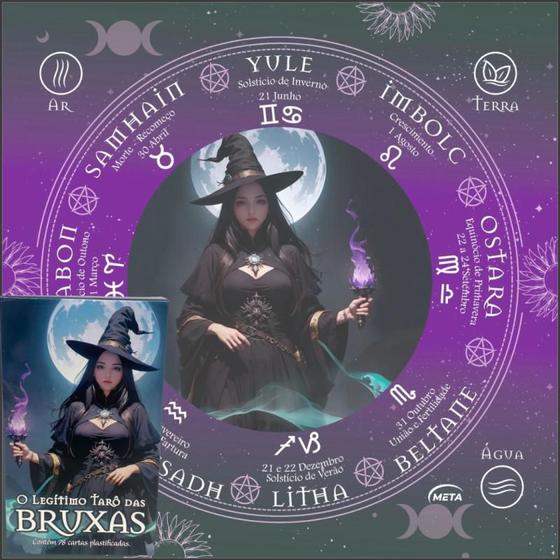 Imagem de Kit O Legítimo Tarô das Bruxas 78 Cartas + Toalha Wicca