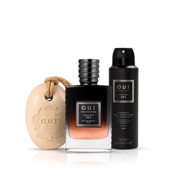 Imagem de Kit O.U.i Iconique 001 Masculino - Eau de Parfum 75ml + Sabonete em Barra 190g + Desodorante 75g