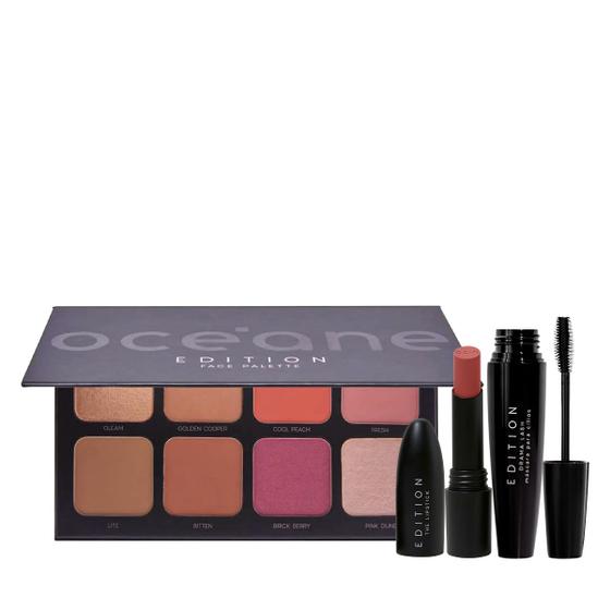 Imagem de Kit Océane Edition Face Palette Drama Lash Blush Glossy e Batom Nude Pink (4 produtos)