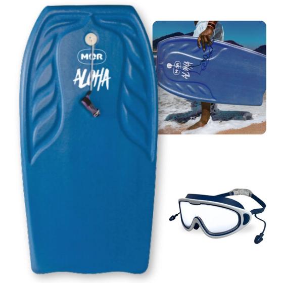 Imagem de Kit Oculos de Natacao Protecao Uv/ Antiembacante Azul + Prancha Bodyboard 1 M X 54 Cm  Mor 