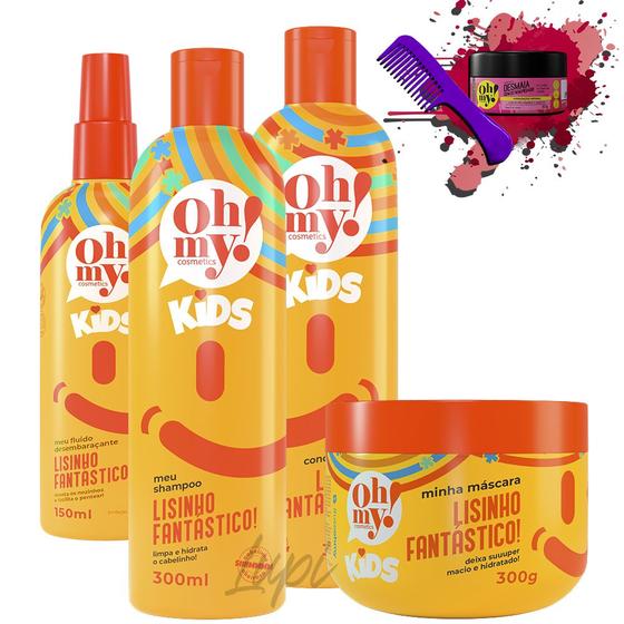 Imagem de Kit Oh My! Kids Lisinho Fantástico! Sh Co Másc 300g e Fluido