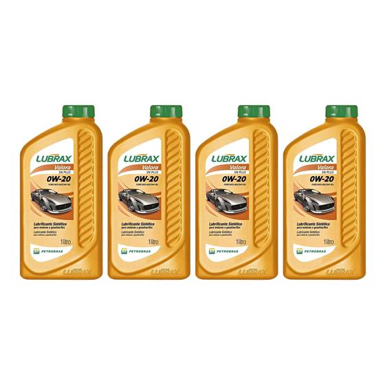 Menor preço em Kit Óleo 0w20 Valora SN Plus Sintético Lubrax 4 Litros