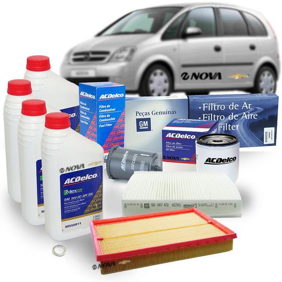 Imagem de Kit Oleo 5w30 Sintetico Filtros Combustivel Ac Flex Acdelco Meriva 2004 A 2008 Kit1624