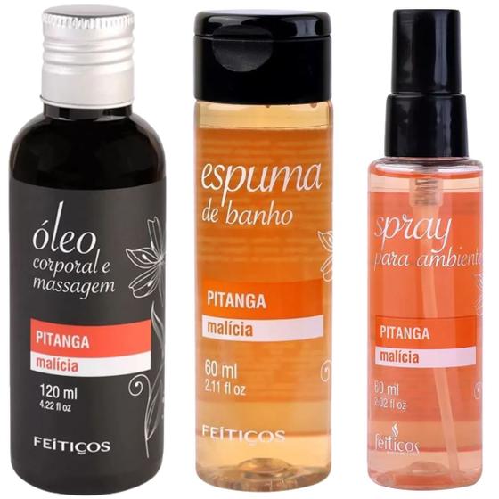 Imagem de Kit Óleo de Massagem Espuma de Banho e Aromatizante Pitanga