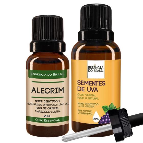 Imagem de Kit Óleo Essencial Alecrim 20Ml + Vegetal Sementes Uva 30Ml