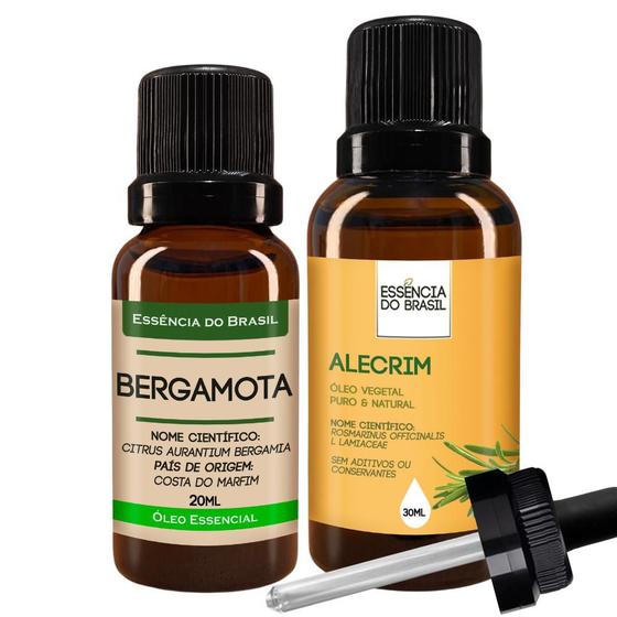 Imagem de Kit Óleo Essencial Bergamota 20ml + Vegetal de Alecrim 30ml