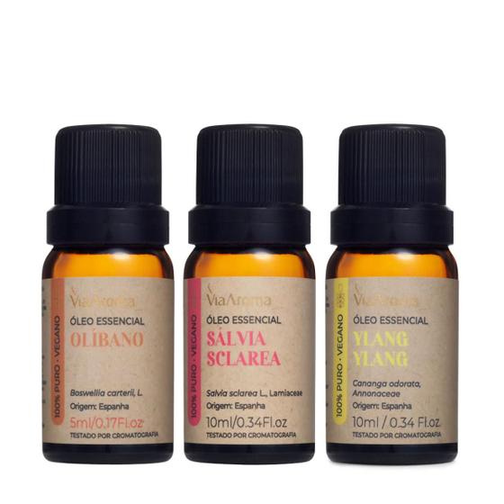 Imagem de Kit Óleo Essencial Olibano, Sálvia e Ylang Ylang Via Aroma