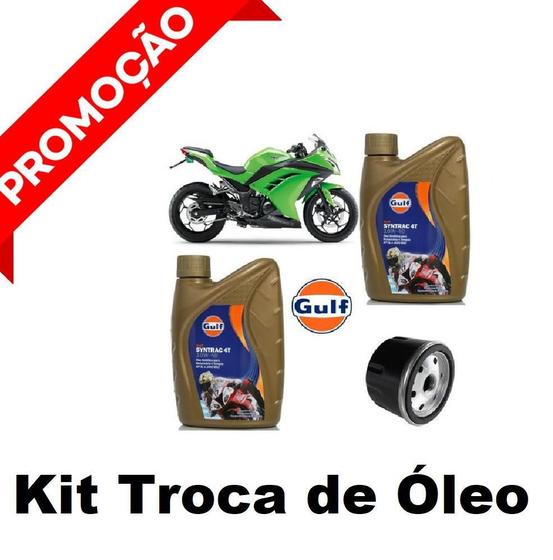 Imagem de Kit Óleo Filtro Gulf 10W40 100% Sintético Kawasaki Ninja 300