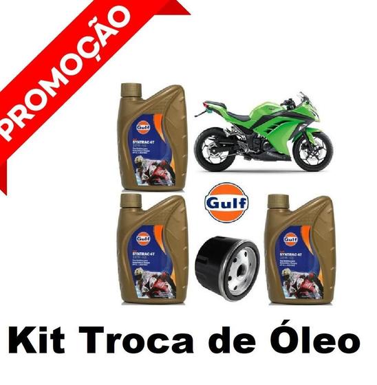 Imagem de Kit Óleo Filtro Gulf 10W40 100% Sintético Kawasaki Ninja 300