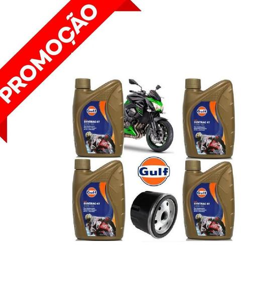 Imagem de Kit Óleo Filtro Gulf 10W40 100% Sintético Kawasaki Z800 Z750