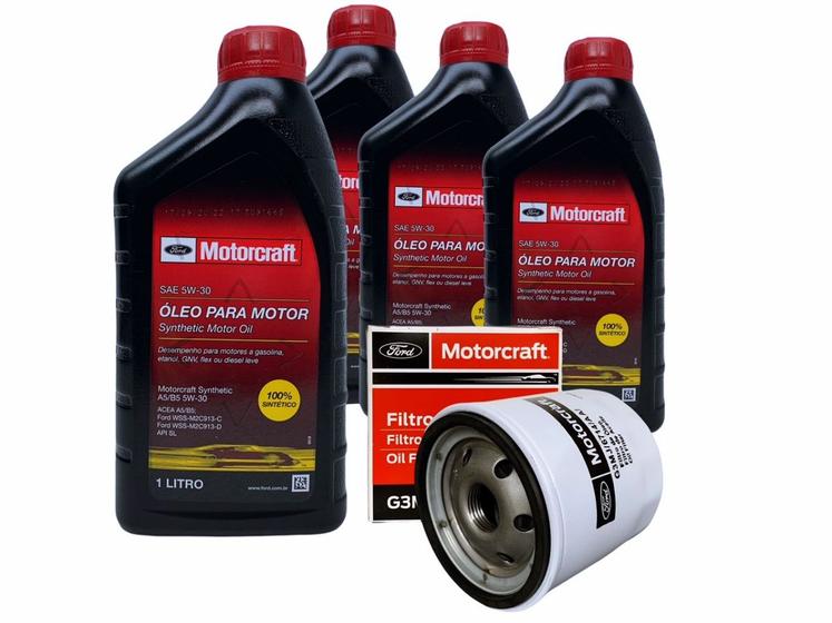 Kit Oleo Lubrificante 5W30 API SL Sintético Ford Motorcraft 4L + Filtro ...