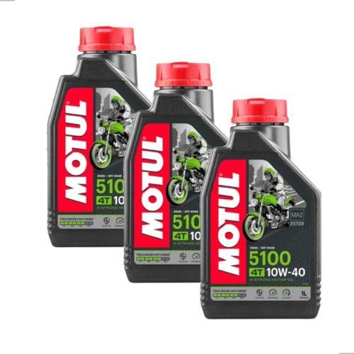 Imagem de Kit Óleo Motul 5100 4t 10w40 Semissintético Com 3 Litros