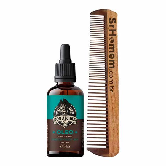 Imagem de Kit Óleo Para Barba Cálico Jack e Pente Duplo Don Alcides