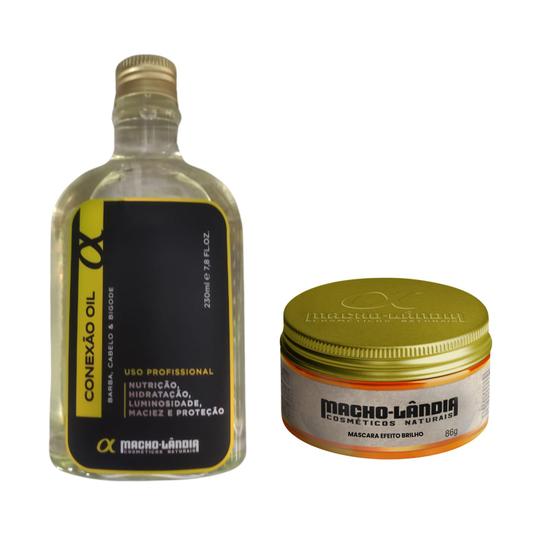 Imagem de Kit Oleo Para Barba +Pomada Cabelo Masculino 86g Macholandia