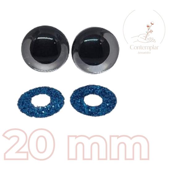 Imagem de Kit olhos com glitter com trava de segurança para amigurumi - 20 mm - 2 unidades