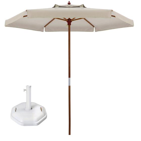 Imagem de Kit Ombrelone Madeira 2,4m Xangri-lá Bagum Sombreiro Jardim Bege Base Octagonal 30Kg - Belfix