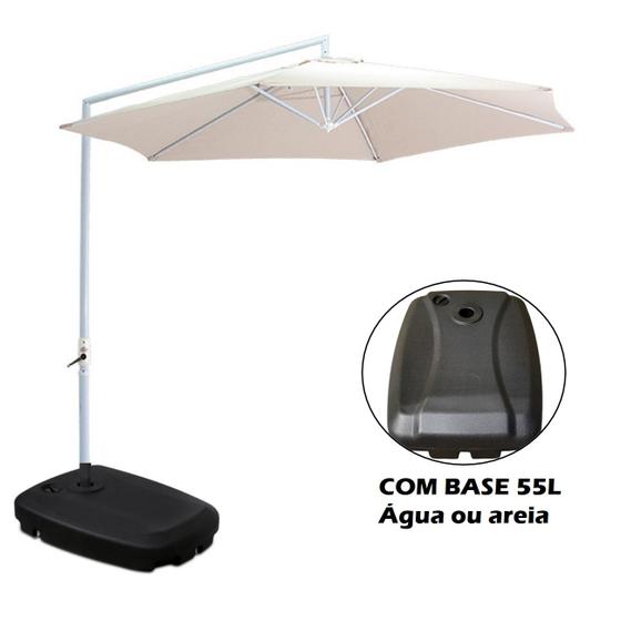 Imagem de Kit Ombrelone Malibu Guarda Sol 3 Metros Bege Com Base Plástica 55L - Mor