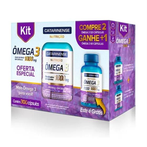 Kit omega 3 c/ 300 capsulas laboratorio catarinense Menor preço em Kit omega 3 c/ 300 capsulas laboratorio catarinense