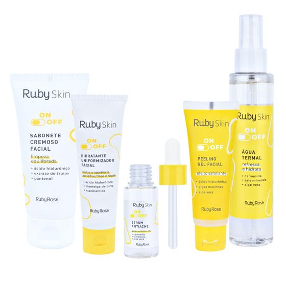 Imagem de Kit On Off Ruby Rose Ruby Skin Cuidado facial Skincare Limpeza Equilibrada Antiacne