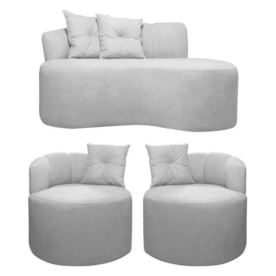 Imagem de Kit Orgânico Sofá 145cm + 2 Poltronas Bouclê Cinza SOFA STORE