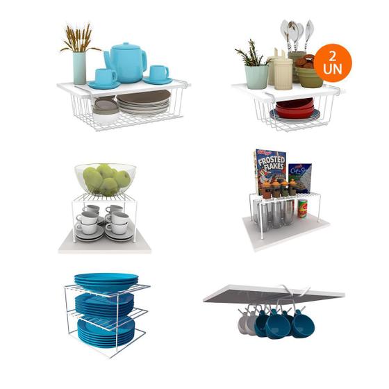 Kit Organizador Armário Cozinha Completo em Aço 7 Unidades - DiCarlo Imagem de Kit Organizador Armário Cozinha Completo em Aço 7 Unidades