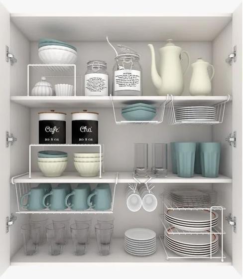 Imagem de Kit Organizador Armário Cozinha Completo em Aço 7 Unidades