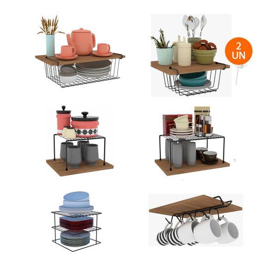 Kit Organizador Armário Cozinha Completo em Aço 7 Unidades Menor preço em Kit Organizador Armário Cozinha Completo em Aço 7 Unidades