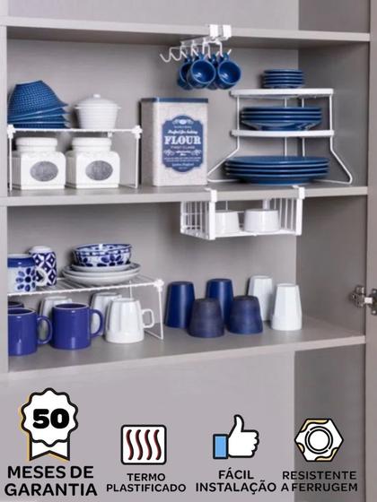 Imagem de Kit Organizador Armário de Cozinha 5 Peças Aramado Luxo Branco