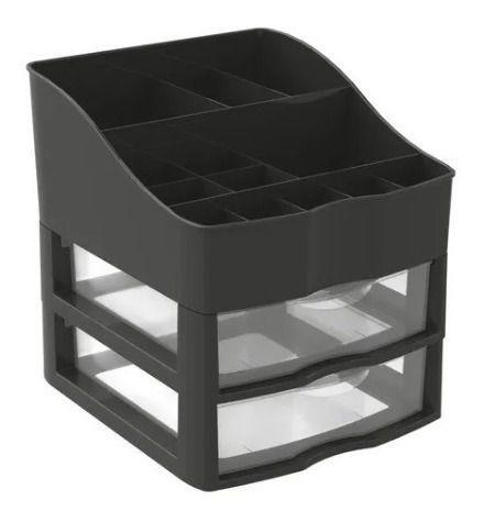 Kit Organizador de Cosméticos e Maquiagem 2 Gavetas Preto Menor preço em Kit Organizador de Cosméticos e Maquiagem 2 Gavetas Preto