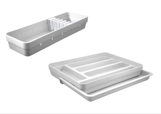 Kit organizador de gavetas de cozinha Branco 2 peças OU organizador talheres e porta facas Imagem de Kit organizador de gavetas de cozinha Branco 2 peças OU organizador talheres e porta facas