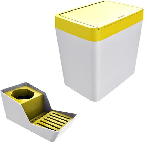 Imagem de Kit Organizador De Pia Porta Detergente Esponja Lixeira 5 Litros Branco - Crippa