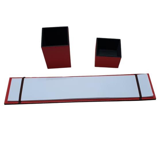 Imagem de Kit Organizador Mesa Escritório Risque Folha A4 Porta Treco Ecológico Sintético Home Office