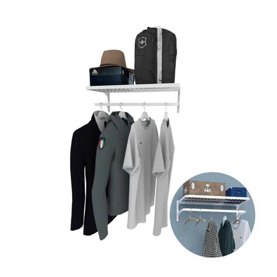 Imagem de Kit Organizador Modular Aramada Multiuso Branco Com Cabideiro Mo0078
