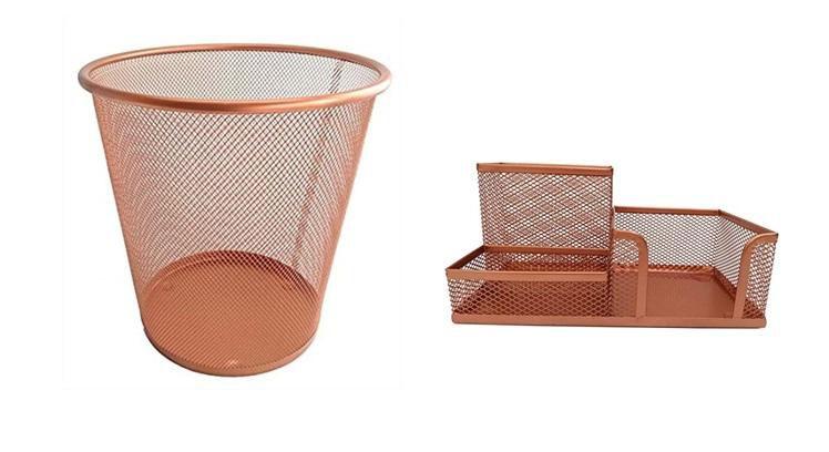 Kit Organizador, Porta Caneta e Lixeira Rose Gold 12L Escritório Menor preço em Kit Organizador, Porta Caneta e Lixeira Rose Gold 12L Escritório