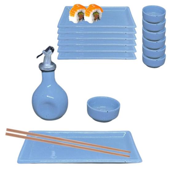 Imagem de Kit Oriental Azul para Sushi 4 Pessoas Completo e Pratico